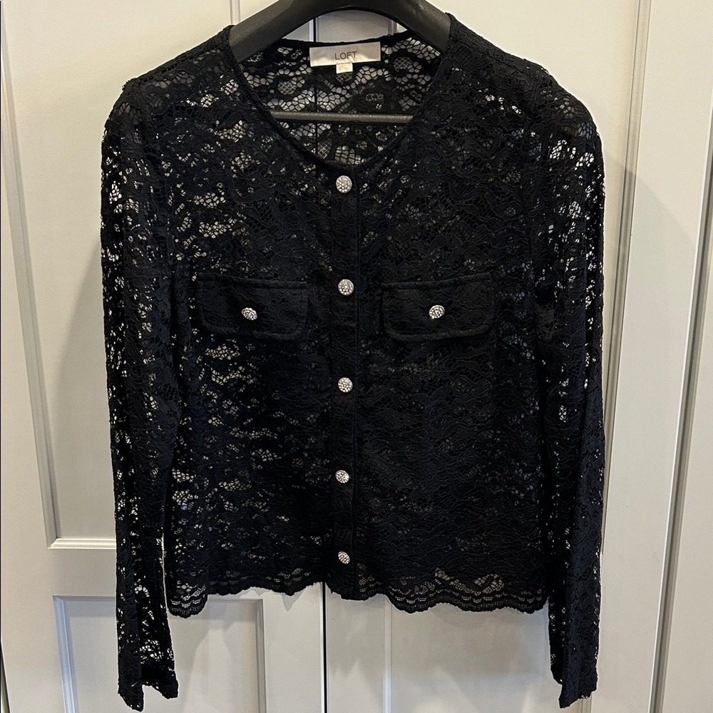 LOFT Midnight Lace Button-Up